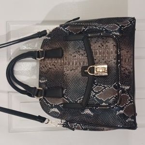 Crossbody & Shoulder Bag Purse With Gold Detailed Lock With Skin Of Snake Print